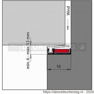Ellen inbouwprofiel tochtband aluminium voor 6 mm afbouwspeling AIB 3N XL Fire zelfklevend 300 cm - R51010402 - afbeelding 2