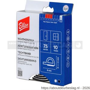 Ellen inbouwprofiel tochtband kunststof zelfklevend Weatherstrip Medium gemiddelde kier zwart 7.5 m - R51010408 - afbeelding 1