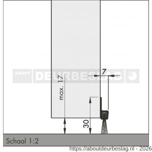 Ellen dorpel tochtprofiel met borstel aluminium IBS-31 100 cm - R51010106 - afbeelding 2