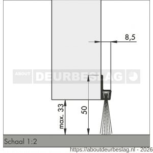 Ellen dorpel tochtprofiel met borstel aluminium IBS-50 100 cm - R51010112 - afbeelding 2