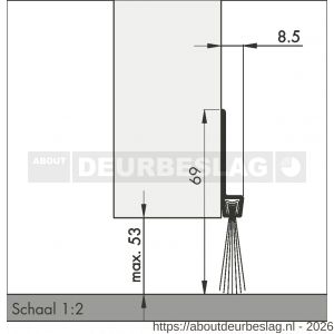 Ellen dorpel tochtprofiel met borstel aluminium IBS-70 100 cm - R51010118 - afbeelding 2