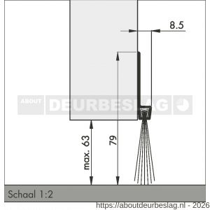Ellen dorpel tochtprofiel met borstel aluminium IBS-80 100 cm - R51010121 - afbeelding 2
