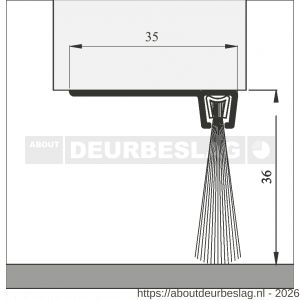 Ellen dorpel tochtprofiel met borstel aluminium IBS-90-36 100 cm - R51010128 - afbeelding 2