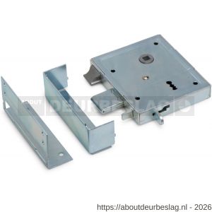 Dulimex DX UKS DS BB poortslot met dagschoot links en rechts bruikbaar doornmaat 60 mm deurkrukgarnituur met schild sluitplaat 2 bonte baardsleutels staal verzinkt - A30202010 - afbeelding 1