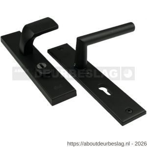 Ami VHB 55 RH BE voordeurgarnituur compleet PC 55 kerntrekbeveiliging veiligheidslangschild recht type 251/15 knop 144 en kruk 374 SKG*** zwart - A30204646 - afbeelding 1