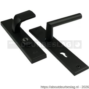 Ami VHB 72 RH BE voordeurgarnituur compleet PC 72 kerntrekbeveiliging veiligheidslangschild recht type 251/15 knop 144 en kruk 374 SKG*** zwart - A30204647 - afbeelding 1