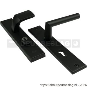 Ami VHB 92 RH BE voordeurgarnituur compleet PC 92 kerntrekbeveiliging veiligheidslangschild recht type 251/15 knop 144 en kruk 374 SKG*** zwart - A30204648 - afbeelding 1