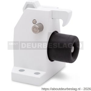 Deni DVZ HDGR V WE deurvastzetter vloermodel met opvanghaak en geveerde stootbuffer ver- en ontgrendelingsshuif Robusto serie RAL 9016 wit - A30204220 - afbeelding 1