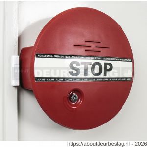 GfS DX 960 DEXCON alarm voor panieksluiting deuren en ramen inclusief bekabeld deur reedcontact 2 m 2x systeemsleutel pictogram STOP 9 V batterij ingebouwde batterijbewaking EN 179 en 1125 95 dB - A30203523 - afbeelding 1