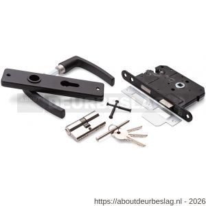 Dulimex DX DKS PC3030 BE deurkrukset kruk met PC55 schild dag en nachtslot inclusief cilinder PC 3030 zwart - A30204796 - afbeelding 1