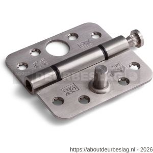 Dulimex DX H365E89895125 nylon glijlagerscharnier 3 mm doorgezette knoop ronde hoeken 89x89 mm RVS pen RVS geborsteld SKG*** - A30204188 - afbeelding 1