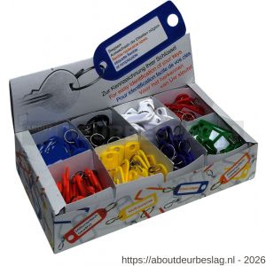 Dulimex DX 1000AS sleutellabel met ophangoog en sleutelring kunststof assortimentsdoos 8 kleuren 25 stuks - A30204050 - afbeelding 1