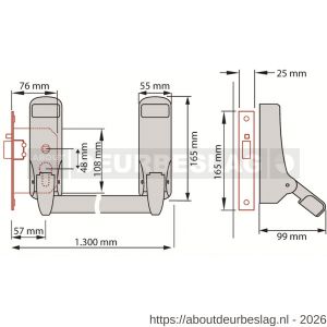 Briton PO 379 EB SE anti-paniekstang Briton 379 SE enkele deur 1-puntssluiting met insteek anti-paniekslot doornmaat 57 mm PC maat 48 mm zilvergrijs - A30203747 - afbeelding 2
