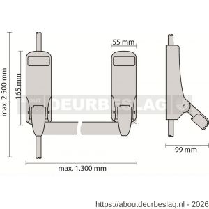 Briton PO 376 EB SE anti-paniekstang Briton 376 SE enkele deur 2-puntssluiting zilvergrijs - A30203743 - afbeelding 2
