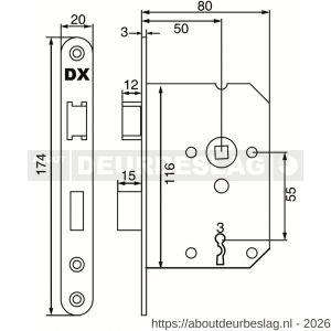 Dulimex DX DNS-50-BBWE dag- en nachtslot doornmaat 50 mm met 2 sleutels ronde voorplaat wit inclusief rechthoekige sluitplaat - A30201994 - afbeelding 2