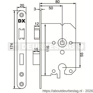 Dulimex DX DNS-50-PCWE dag- en nachtslot doornmaat 50 mm Euro cilinder ronde voorplaat wit inclusief rechthoekige sluitplaat - A30201983 - afbeelding 2