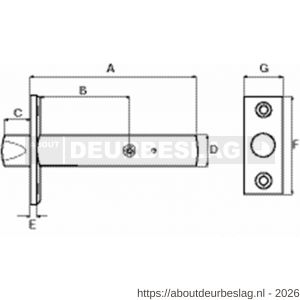 Dulimex DX DRB3025 SCP insteekgrendel met stersleutel en sluitpot 45/25 mm satijn verchroomd - A30202227 - afbeelding 2