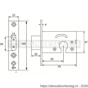 Dulimex DX DSKG 7000 PC insteek-veiligheids-nachtschootslot voor Euro profielcilinder DX SKG** RVS voorplaat (sluitkom) en slotplaat met vierkante hoeken slotkast - A30203748 - afbeelding 2