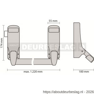 Dulimex DX PO 296 EB RZ anti-paniekstang DX 296 RZ enkele deur 1-puntssluiting opliggende dagschoot rood-zwart - A30202136 - afbeelding 2