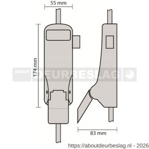 Dulimex DX PO 297 EB RZ anti-paniekpushpad 297 RZ enkele deur 1-puntssluiting opliggende dagschoot mat zwart - A30202463 - afbeelding 2