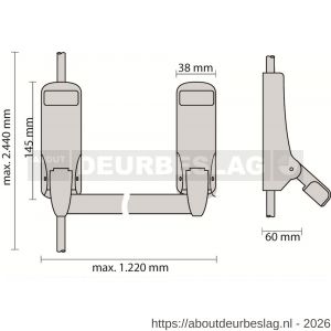 Dulimex DX PO 513 EB RZ anti-paniekstang DX 513 enkele deur 3-puntssluiting boven- en ondersluitend rood-zwart - A30202133 - afbeelding 2