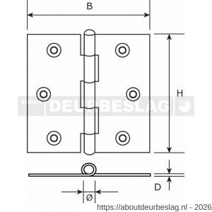 Dulimex DX H161-51512005 scharnier rechte hoeken 51x51 mm losse verzinkte pen staal verzinkt - A30201727 - afbeelding 2