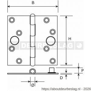 Dulimex DX H161-89892025 scharnier rechte hoeken 89x89 mm losse verzinkte pen staal verzinkt SKG*** - A30201744 - afbeelding 2