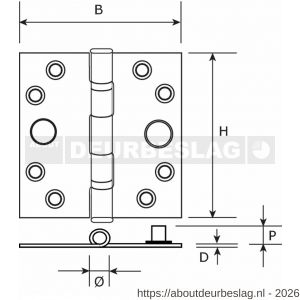 Dulimex DX H162-76762125 kogellagerscharnier rechte hoeken 76x76 mm verzinkte pen staal verzinkt SKG** - A30201766 - afbeelding 1