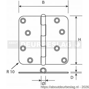 Dulimex DX H167-76762005 scharnier ronde hoeken 76x76 mm losse verzinkte pen staal verzinkt - A30201725 - afbeelding 2