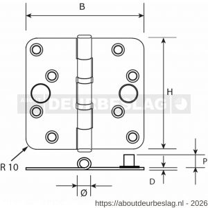 Dulimex DX H167-76762125 kogellagerscharnier ronde hoeken 76x76 mm verzinkte pen staal verzinkt SKG** - A30201765 - afbeelding 2