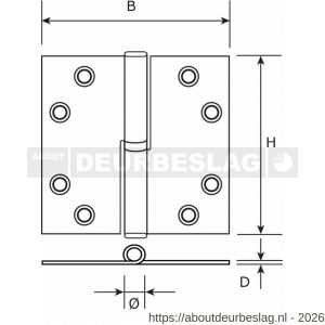 Dulimex DX H168-76760115 kogelstiftpaumelle rechte hoeken 76x76 mm links staal verzinkt - A30201877 - afbeelding 2