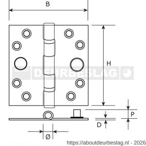 Dulimex DX H362-76762025 kogellagerscharnier rechte hoeken 76x76 mm RVS pen RVS geborsteld SKG** - A30201763 - afbeelding 1