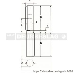 IBFM HPL WR 1 040 aanlaspaumelle messing pen en messing ring 40x10 mm blank staal - A30201797 - afbeelding 2