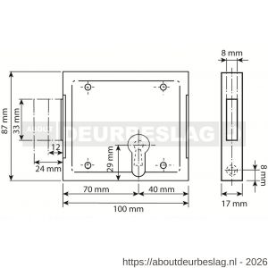 Dulimex DX KB 070BB B opleg-kelderslot voor BB 70 mm links en rechts bruikbaar 2 toeren met sleutelplaat, 2 sleutels en sluitplaat staal verzinkt - A30202008 - afbeelding 2