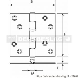 Dulimex DX H162-76762105 kogellagerscharnier rechte hoeken 76x76 mm verzinkte pen staal verzinkt - A30203921 - afbeelding 2