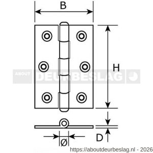Dulimex DX H366-40422103 klepscharnier 40x42 mm vaste pen RVS - A30202835 - afbeelding 2