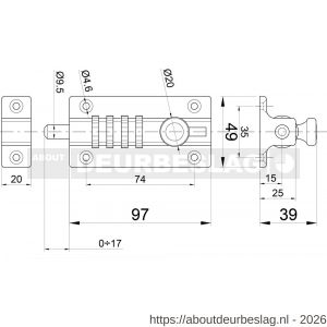 IBFM SGC 56 BE schuifgrendel met cijferslot aluminium zwart gelakt - A30204935 - afbeelding 2