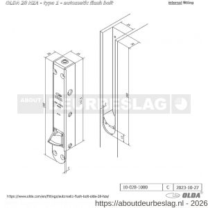 Olda 28 HZA T1 automatische kantschuif type 28 HZA type 1 staal verzinkt voor houten deuren - A30205039 - afbeelding 2