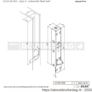 Olda 28 HZA T2 automatische kantschuif type 28 HZA type 2 staal verzinkt voor houten deuren - A30205040 - afbeelding 2