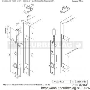 Olda 33 HZA10F T1 automatische kantschuif type 33 HZA type 1 doornmaat 10 mm staal verzinkt voor stalen-aluminium deuren - A30205043 - afbeelding 2