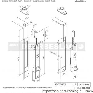 Olda 33 HZA10F T2 automatische kantschuif type 33 HZA type 2 doornmaat 10 mm staal verzinkt voor stalen-aluminium deuren - A30205044 - afbeelding 2