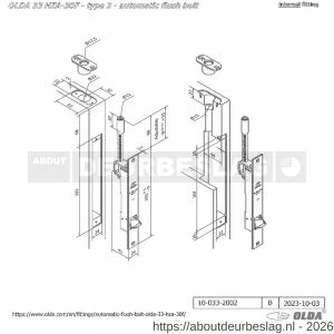 Olda 33 HZA30F T2 automatische kantschuif type 33 HZA type 2 doornmaat 30 mm staal verzinkt voor stalen-aluminium deuren - A30205046 - afbeelding 2