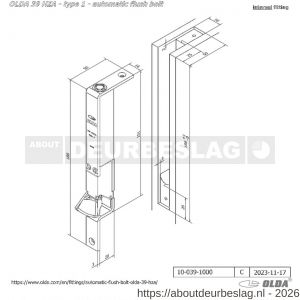 Olda 39 HZA T1 automatische kantschuif type 39 HZA type 1 smal 16 mm staal verzinkt voor stalen-aluminium-houten deuren - A30205051 - afbeelding 2