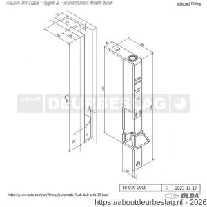 Olda 39 HZA T2 automatische kantschuif type 39 HZA type 2 smal 16 mm staal verzinkt voor stalen-aluminium-houten deuren - A30205052 - afbeelding 2