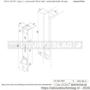 Olda 28 HZA 8 T1 automatische kantschuif type 28 HZA type 1 verlengde schoot +8 mm staal verzinkt voor houten deuren - A30205029 - afbeelding 2