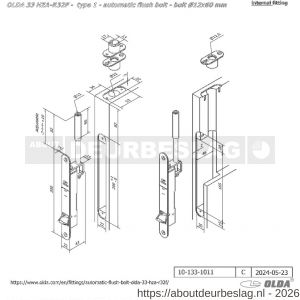Olda 33 HZAR12F T1 automatische kantschuif type 33 HZAR type 1 schoot diameter 12 mm lengte 60 mm staal verzinkt voor stalen-aluminium-houten deuren - A30205025 - afbeelding 2