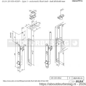 Olda 33 HZAR10F T1 automatische kantschuif type 33 HZAR type 1 schoot diameter 10 mm lengte 60 mm staal verzinkt voor stalen-aluminium-houten deuren - A30205023 - afbeelding 2