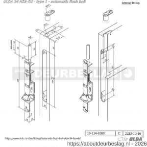 Olda 34 HZA DS T1 automatische kantschuif type 34 HZA type 1 schoot diameter 8mm lengte 50 mm staal verzinkt voor stalen-aluminium-houten deuren - A30205053 - afbeelding 2