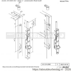 Olda 34 HZA DS T2 automatische kantschuif type 34 HZA DIN R schoot diameter 8mm lengte 50 mm staal verzinkt voor stalen-aluminium-houten deuren - A30205054 - afbeelding 2
