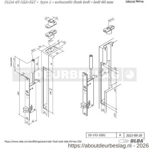 Olda 43 HZA32T T1 automatische kantschuif type 43 HZA type 1 doornmaat 32 mm staal verzinkt voor stalen-aluminium deuren - A30205055 - afbeelding 2